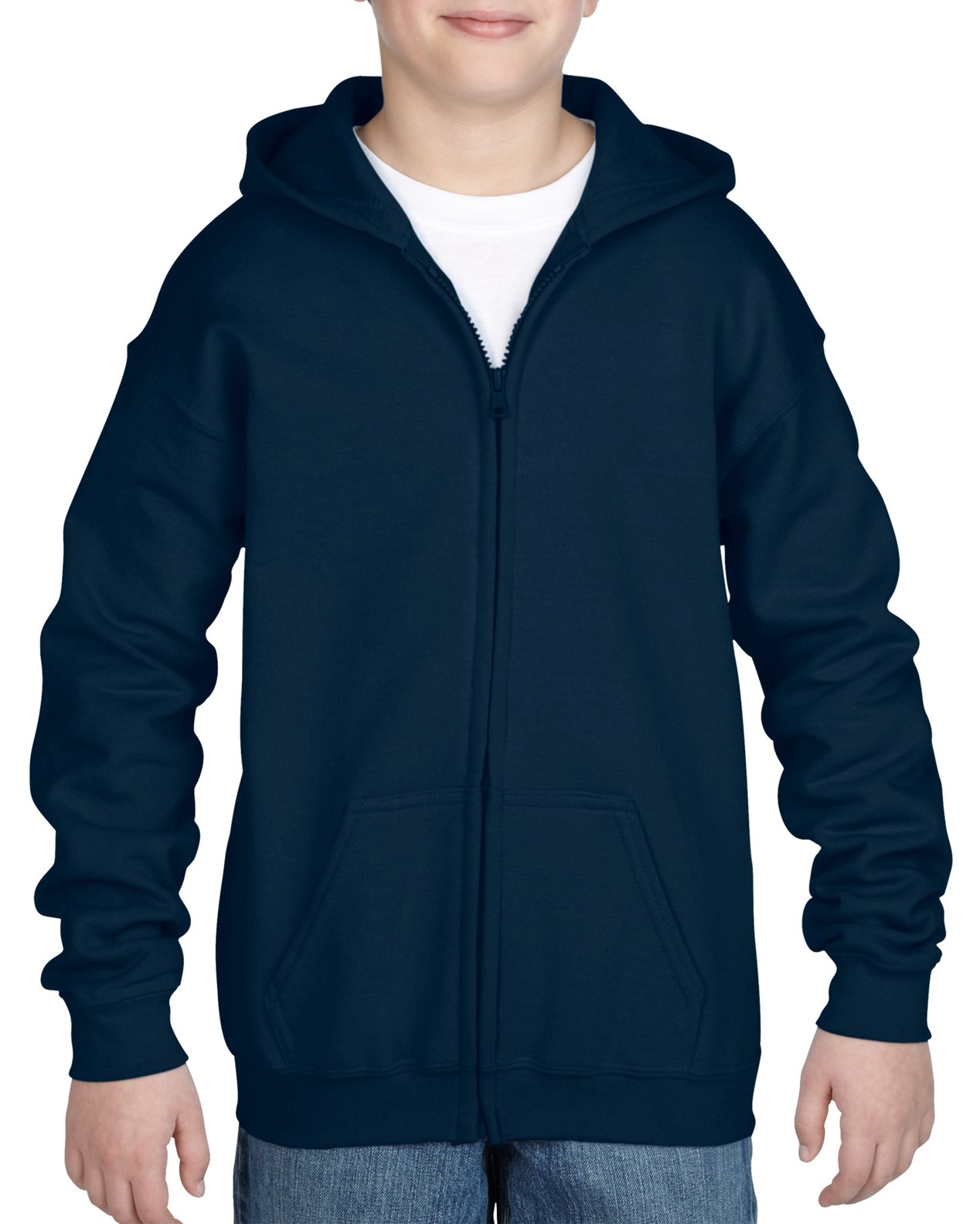 Heavy Blend Youth Full-Zip Hooded Sweatshirt, XL, Navy